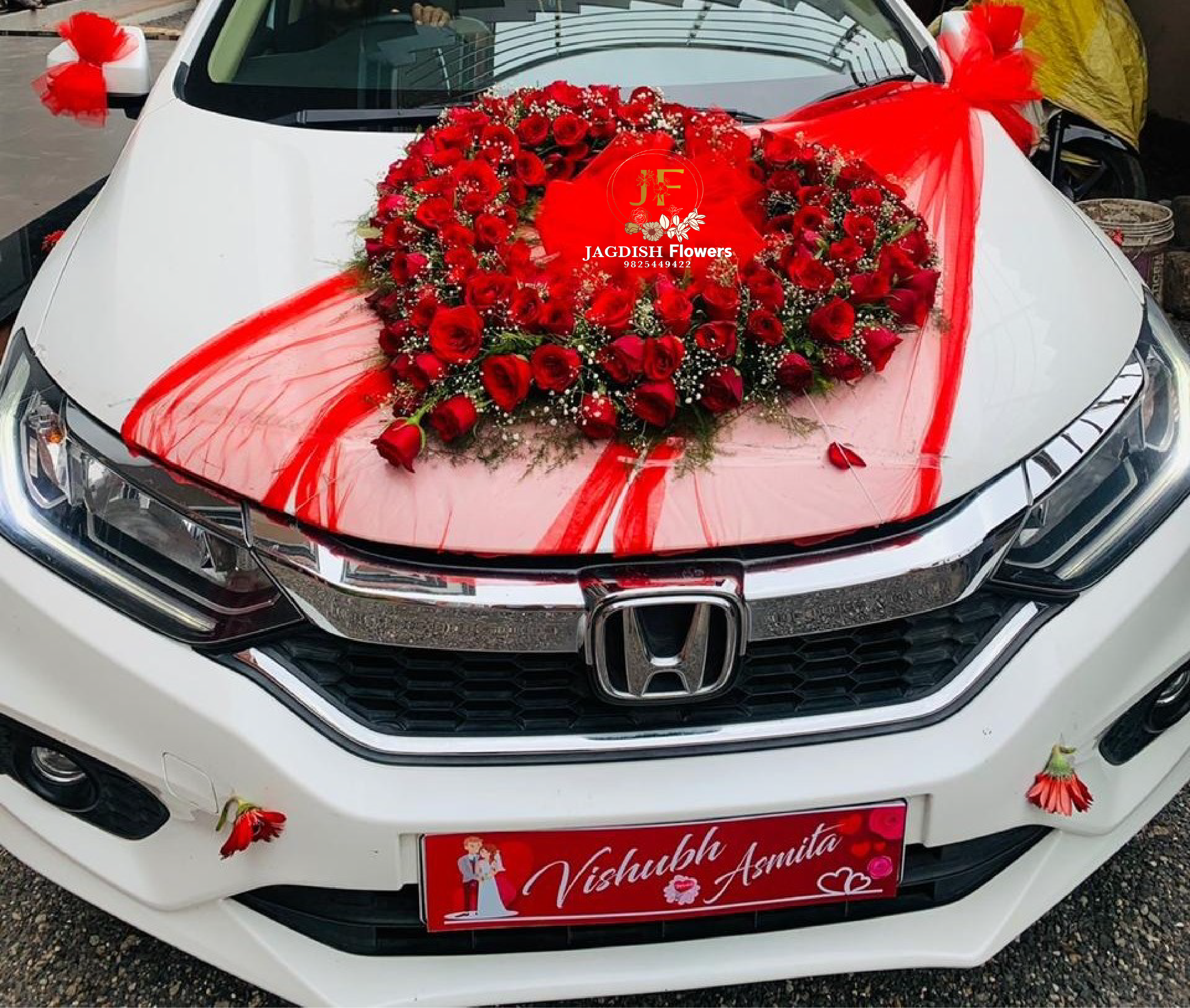 Red heart Bouquet Car Decoration for Wedding
