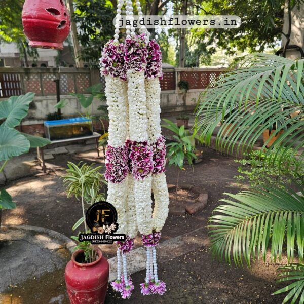 Tagar and pink sevanti wedding pair mala