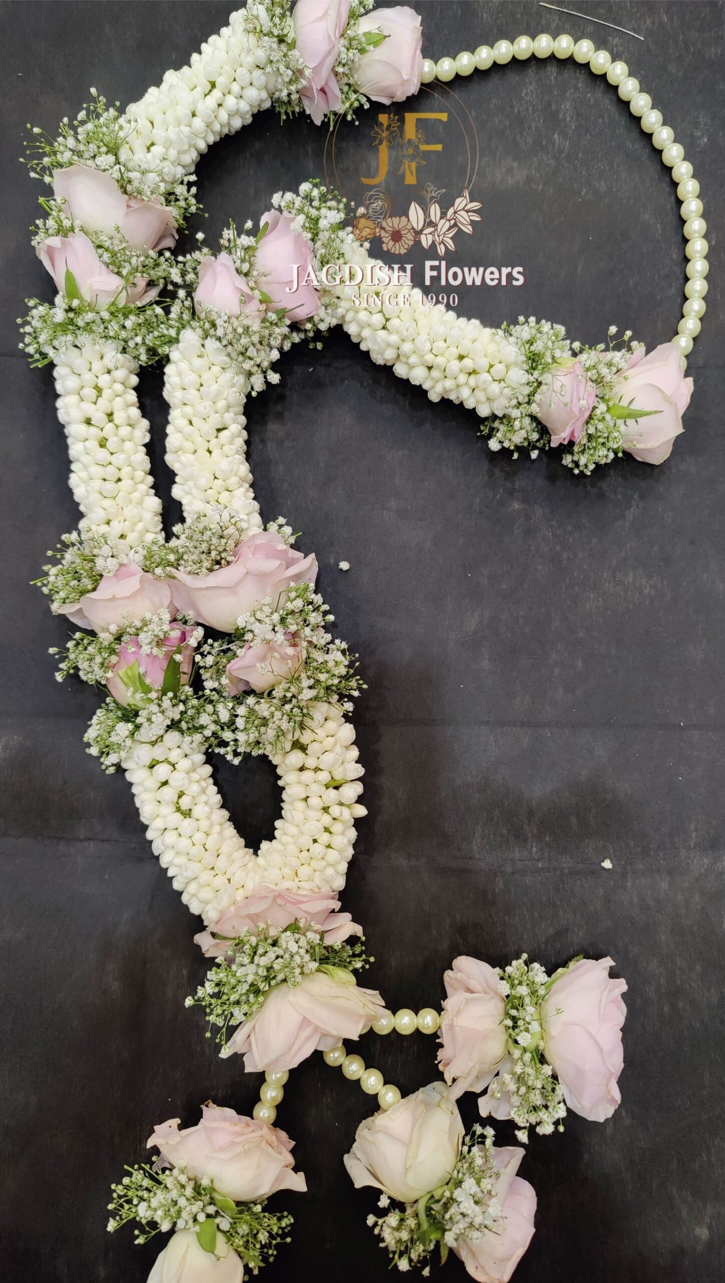 Tagar Regular Tagar Wedding Garland with Pink Roses and gypsophila (Pair) – Jagdish ...