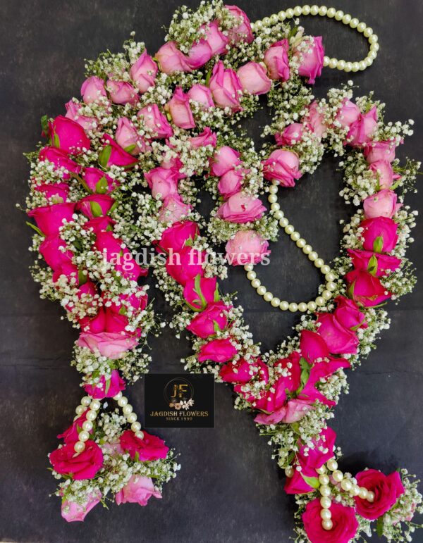 Two Shade Design Pink Roses Varmala