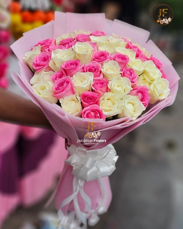 Lovely Pink and White Rose Bouquet