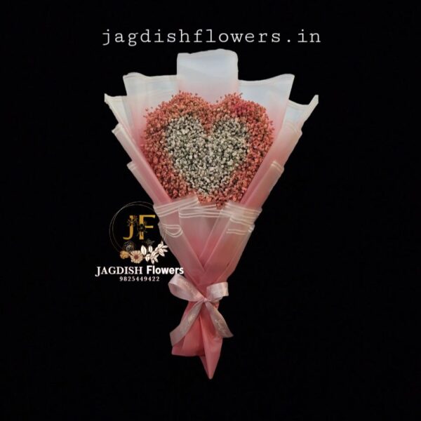 A gypsophila heart bouque