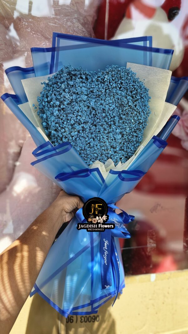 SKY BLUE GYPSO HEART BOUQUET