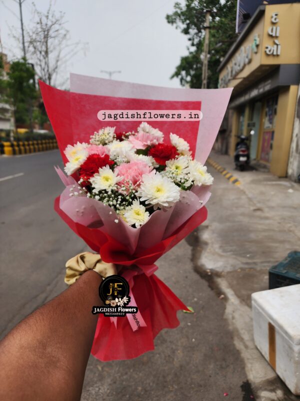 Red & Pink Carnations with Chrysanthemum flower bouquet | by Jagdish flowers