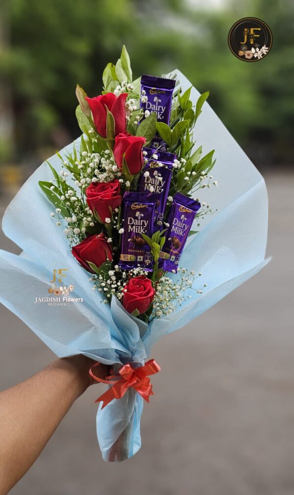 red roses and dairy milk