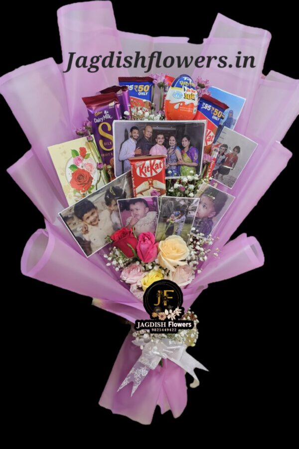 customized chocolates flowers and pictures bouquet