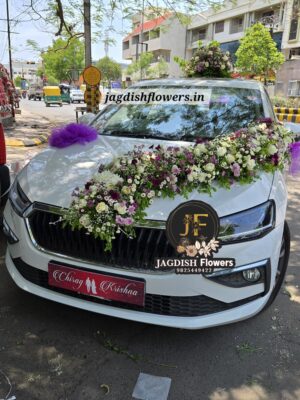purple and white big belt car decoration