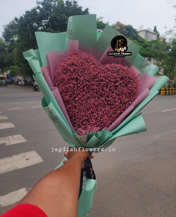 Beautiful Light Pink Heart Shape Bouquet Of Gypso