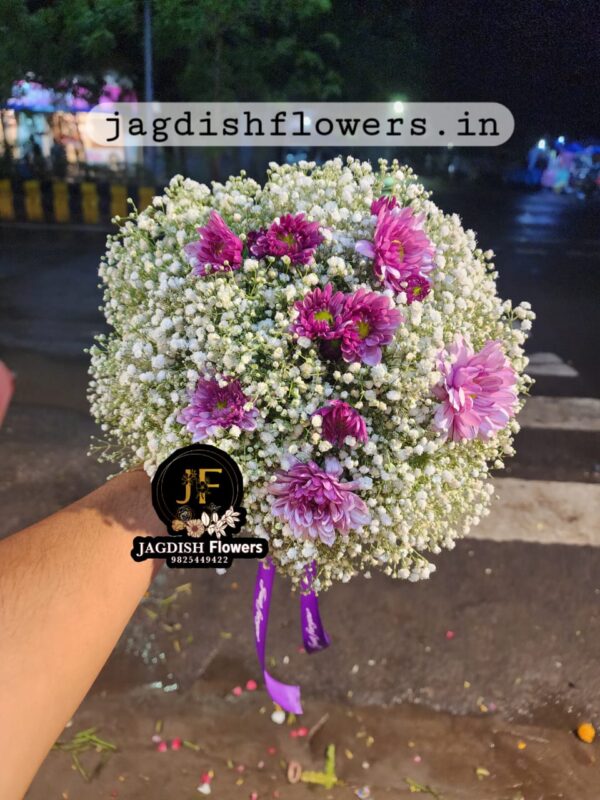 bunch of gypso and chrysanthemum