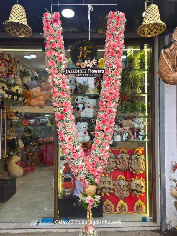 pink roses with gypso new car mala - Image 2